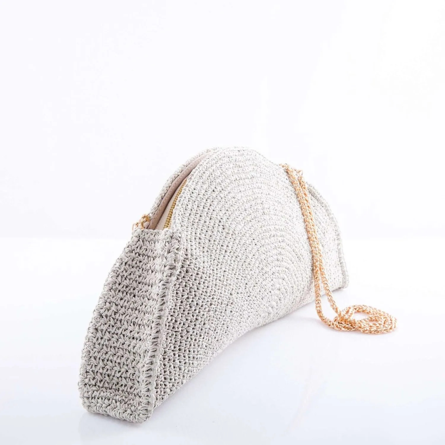 Half-moon Handmade Raffia Clutch Bag
