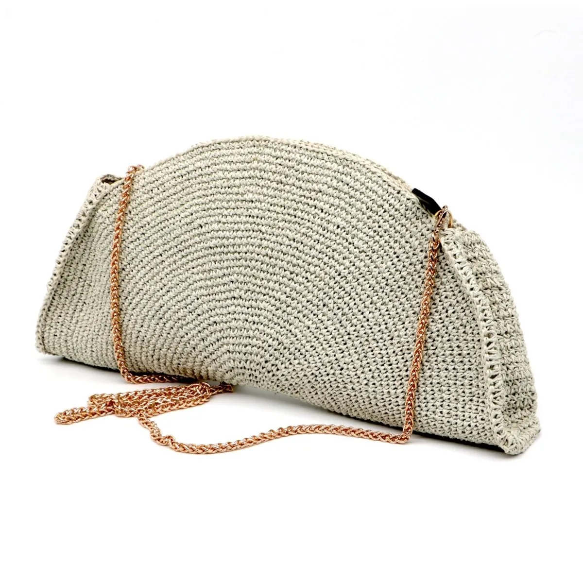 Half-moon Handmade Raffia Clutch Bag