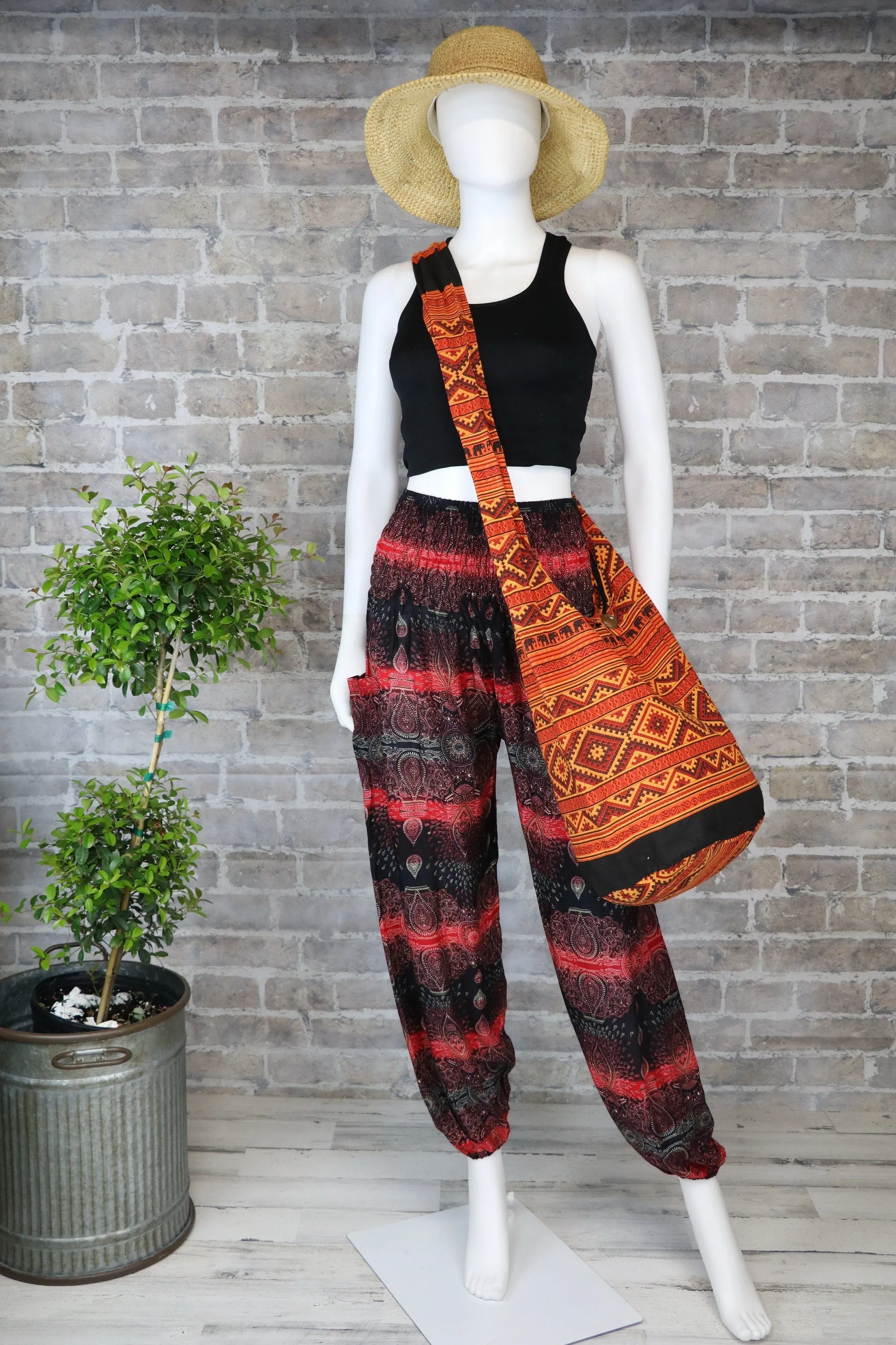 Handbag / Crossbody bag / Market Bags / Boho Bag / Bohemian/ Messenger Bag/ Shoulder bag / Sling Bags / Cotton Bags/ Elephants / Orange