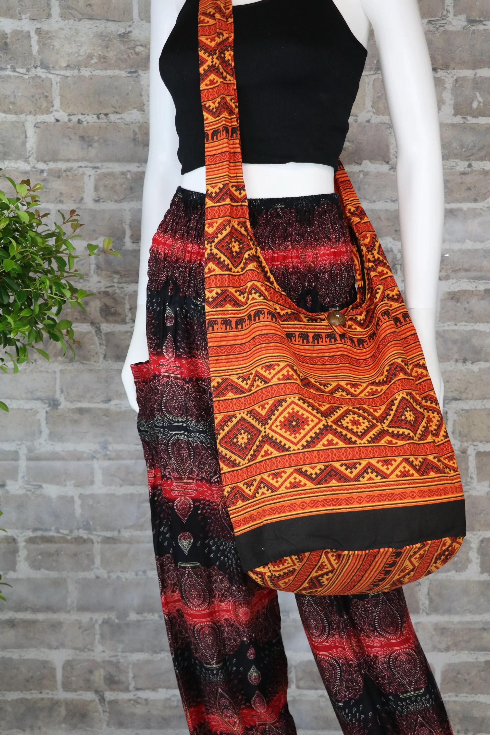 Handbag / Crossbody bag / Market Bags / Boho Bag / Bohemian/ Messenger Bag/ Shoulder bag / Sling Bags / Cotton Bags/ Elephants / Orange