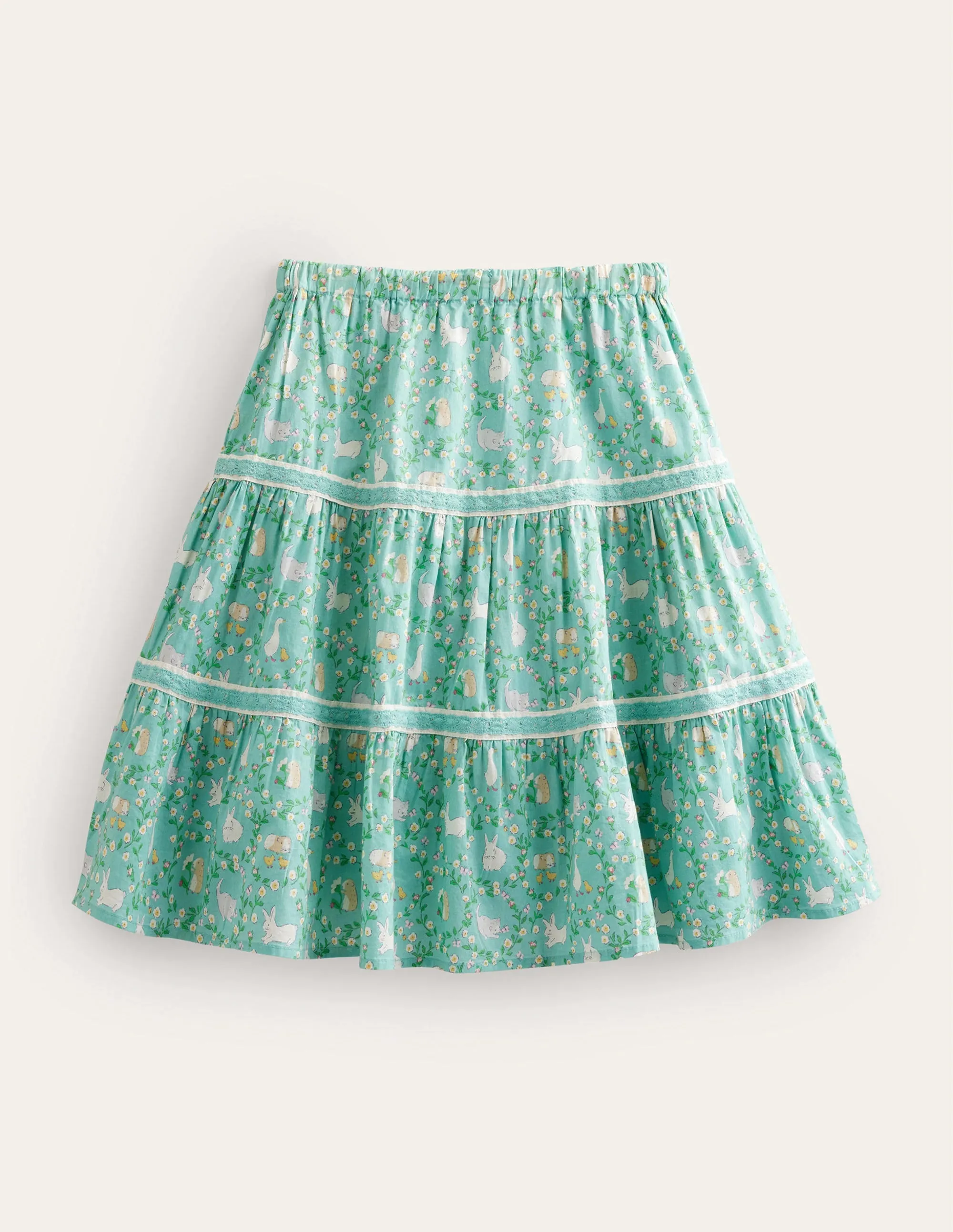 Midi Tiered Skirt-Hot Spring Bunnies