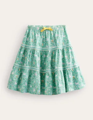 Midi Tiered Skirt-Hot Spring Bunnies
