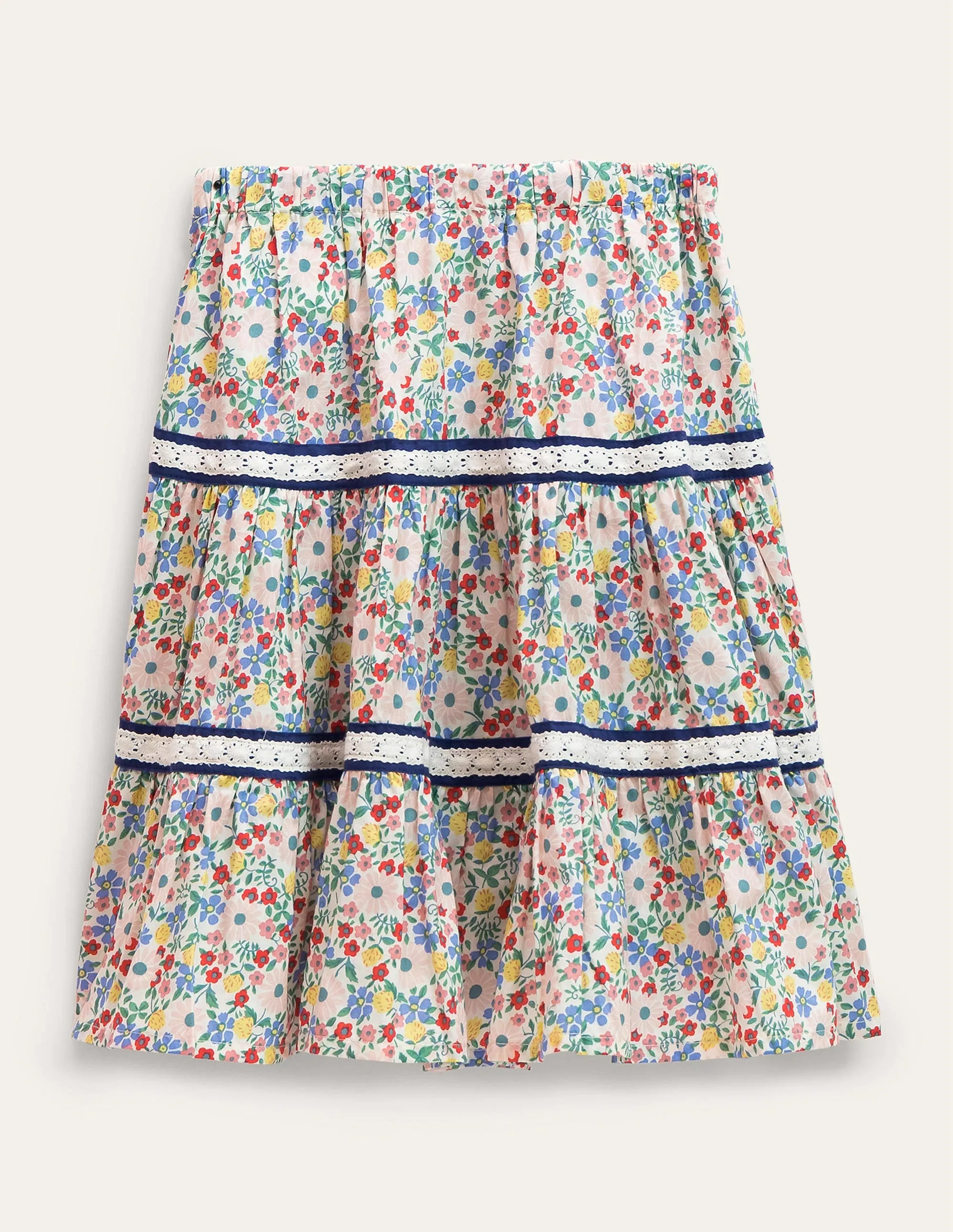 Midi Tiered Skirt-Vanilla Pod Floral