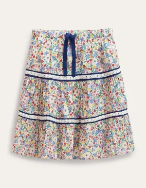 Midi Tiered Skirt-Vanilla Pod Floral