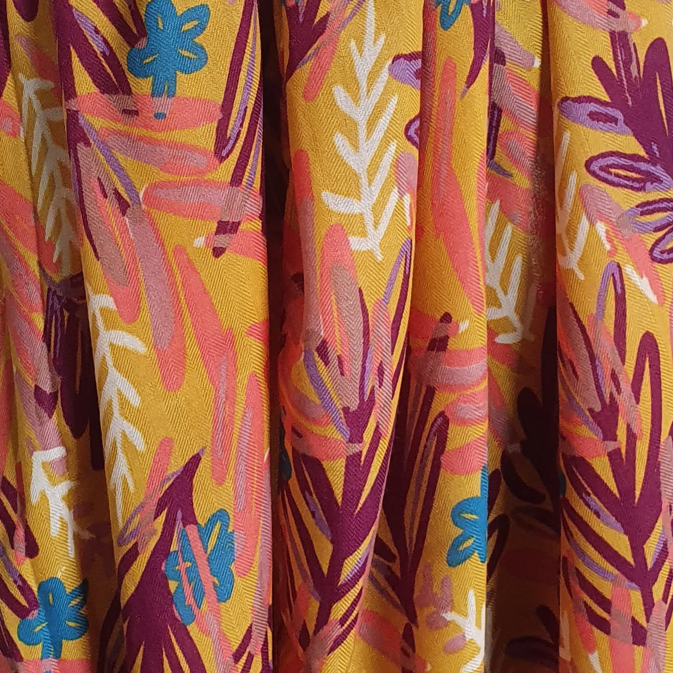 Mustard Watercolour Leaf Scarf