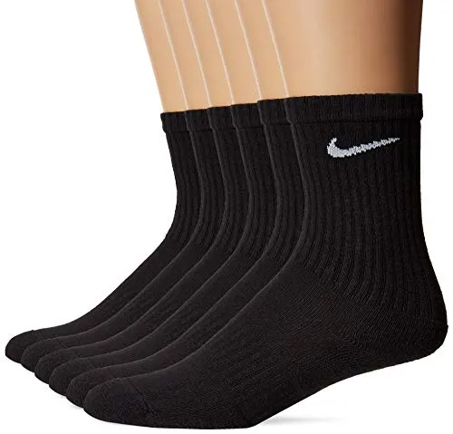 Nike Everyday Cushion Crew Socks, Unisex Nike Socks, Black/White, L (Pack of 6 Pairs of Socks)