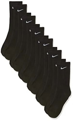 Nike Everyday Cushion Crew Socks, Unisex Nike Socks, Black/White, L (Pack of 6 Pairs of Socks)