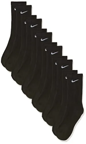 Nike Everyday Cushion Crew Socks, Unisex Nike Socks, Black/White, L (Pack of 6 Pairs of Socks)