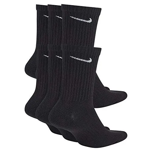 Nike Everyday Cushion Crew Socks, Unisex Nike Socks, Black/White, L (Pack of 6 Pairs of Socks)