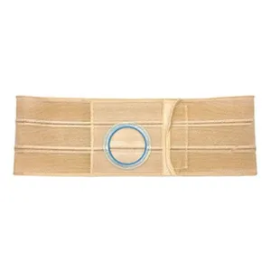 Nu-Hope Support Belt, Original Flat Panel, 2-5/8'' Stoma, 6'' Wide, Right, 1'' From Bottom, Prolapse Strap, Medium (32'' to 36'' Waist), Beige
