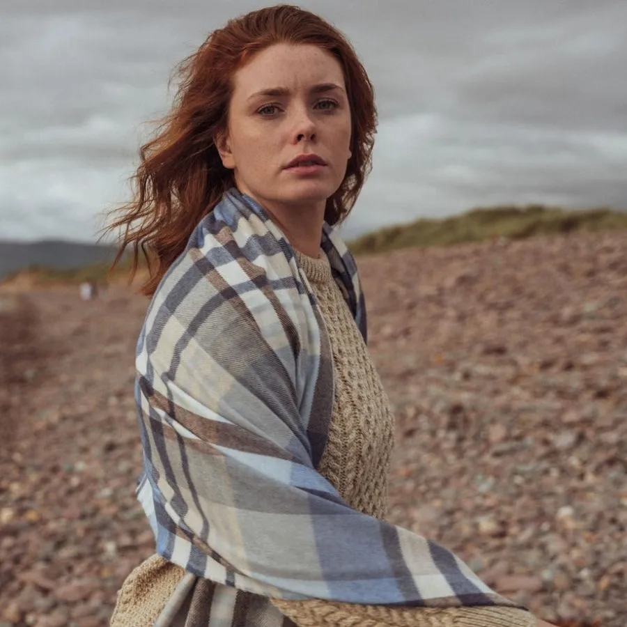 Oversized Merino Scarf | Sky Blue Cornflower