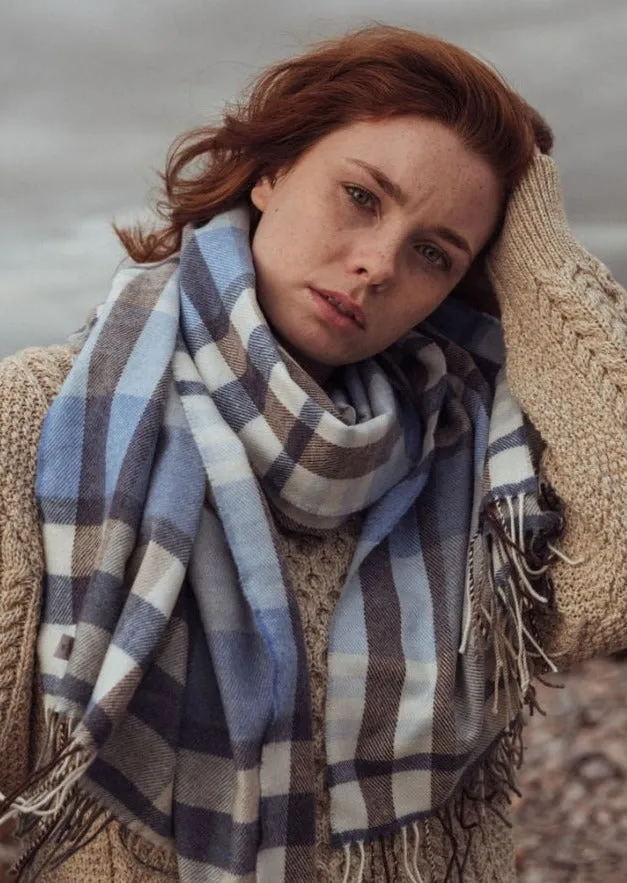 Oversized Merino Scarf | Sky Blue Cornflower