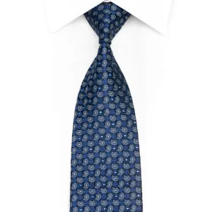 Paisley On Navy Blue Rhinestone Silk Tie With Silver Sparkles
