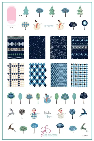 Patterned Winter (CjS-324) Steel Nail Art Layered Stamping Plate
