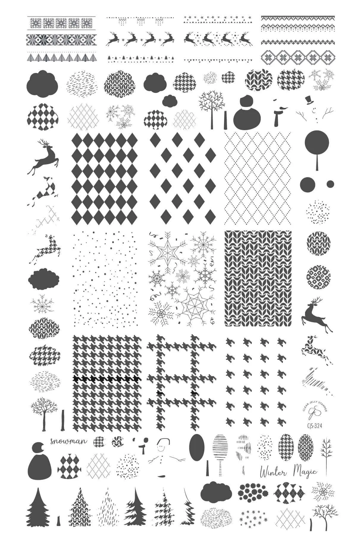 Patterned Winter (CjS-324) Steel Nail Art Layered Stamping Plate