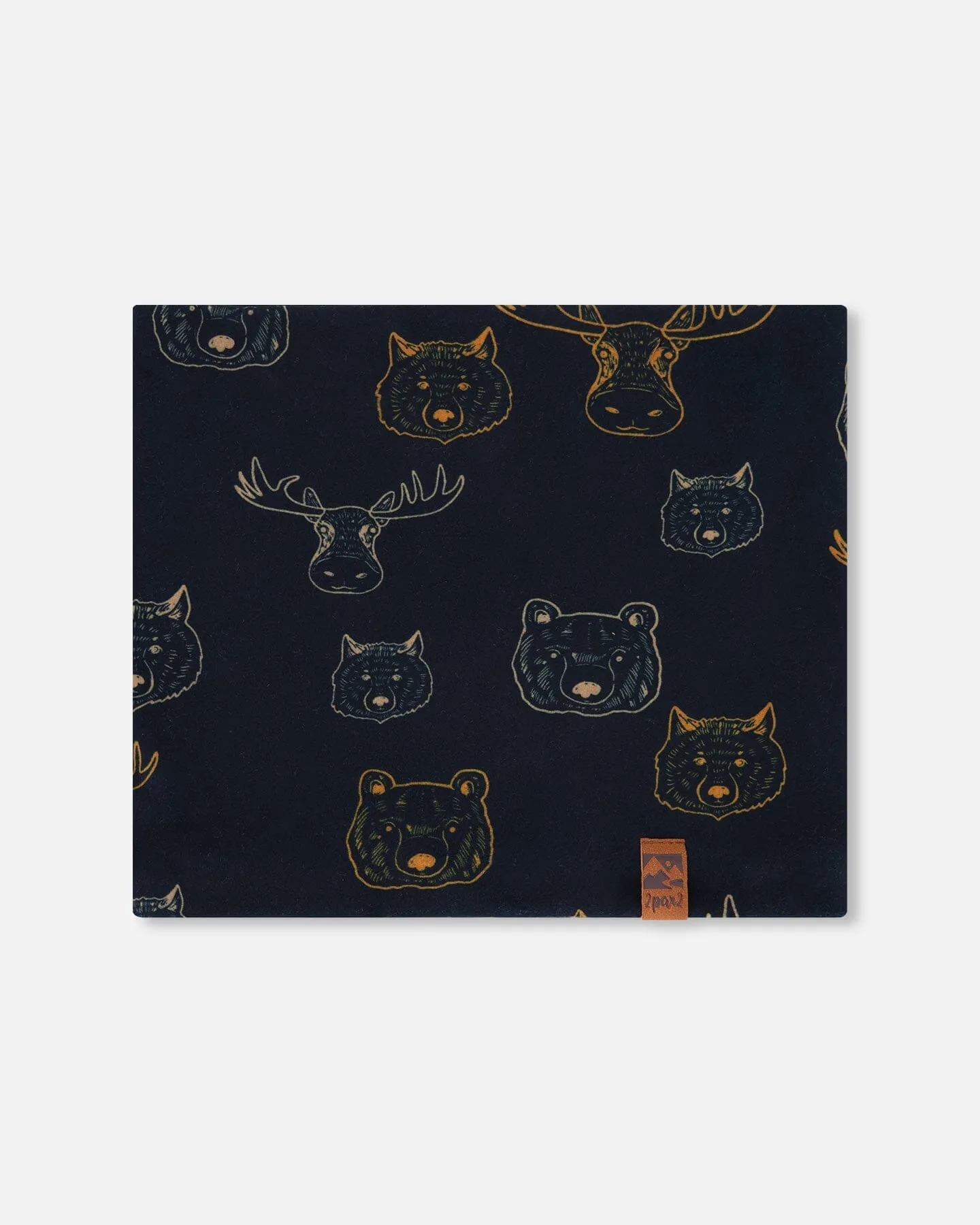 Printed Neck Tube Beige Animals On Black Background