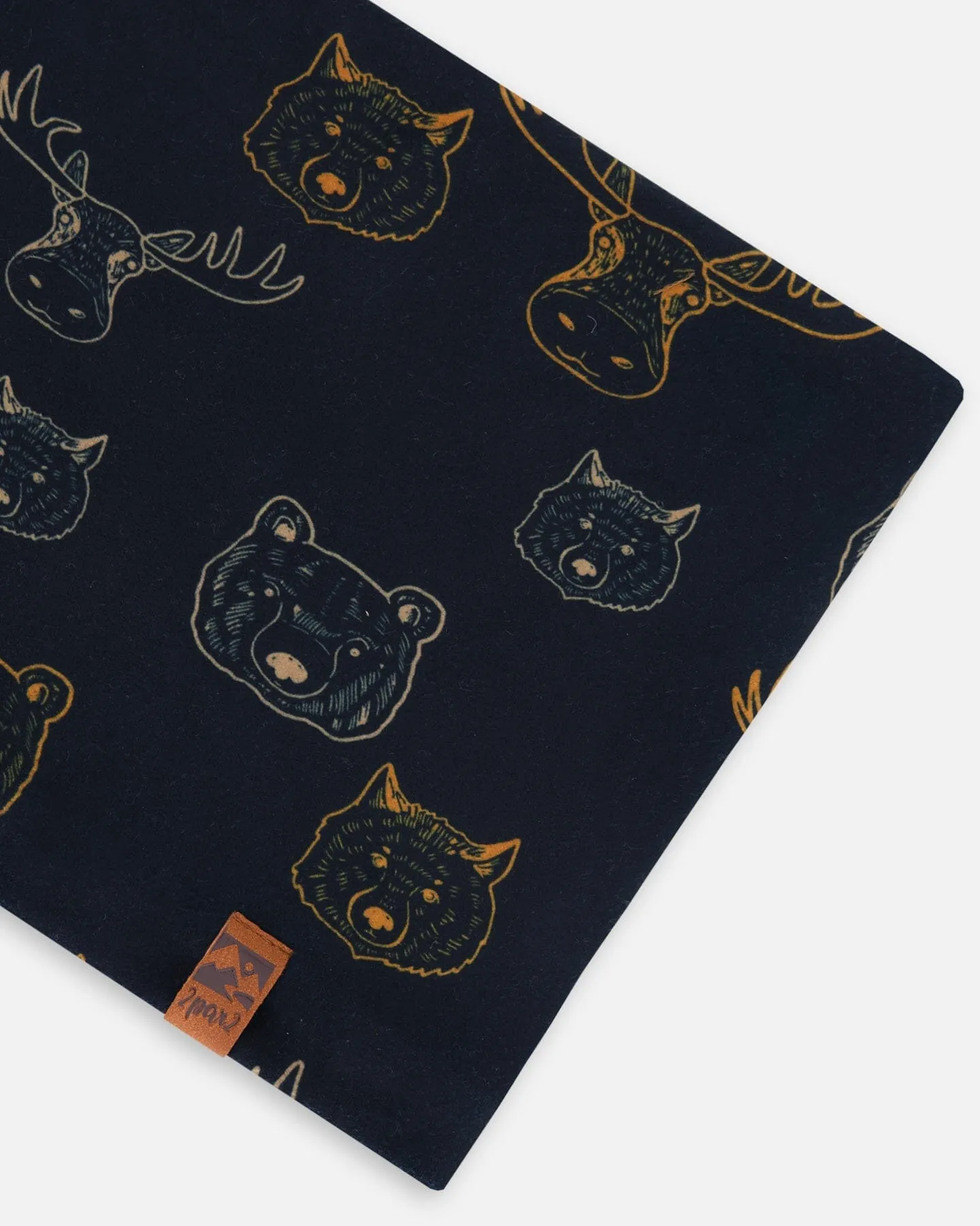 Printed Neck Tube Beige Animals On Black Background