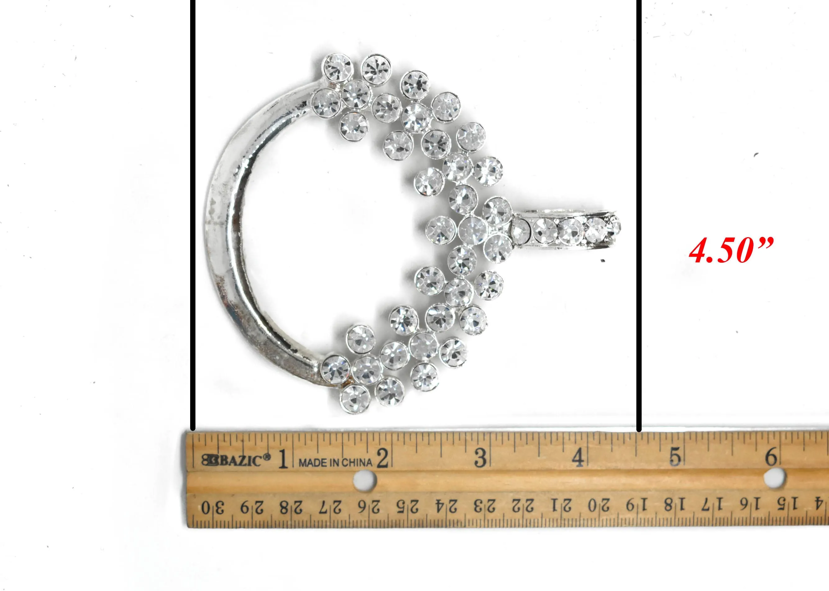 Shiny Silver Rhinestone Ribbon Slider 3.75" x 4.50" - 1 Piece