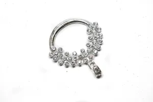 Shiny Silver Rhinestone Ribbon Slider 3.75" x 4.50" - 1 Piece