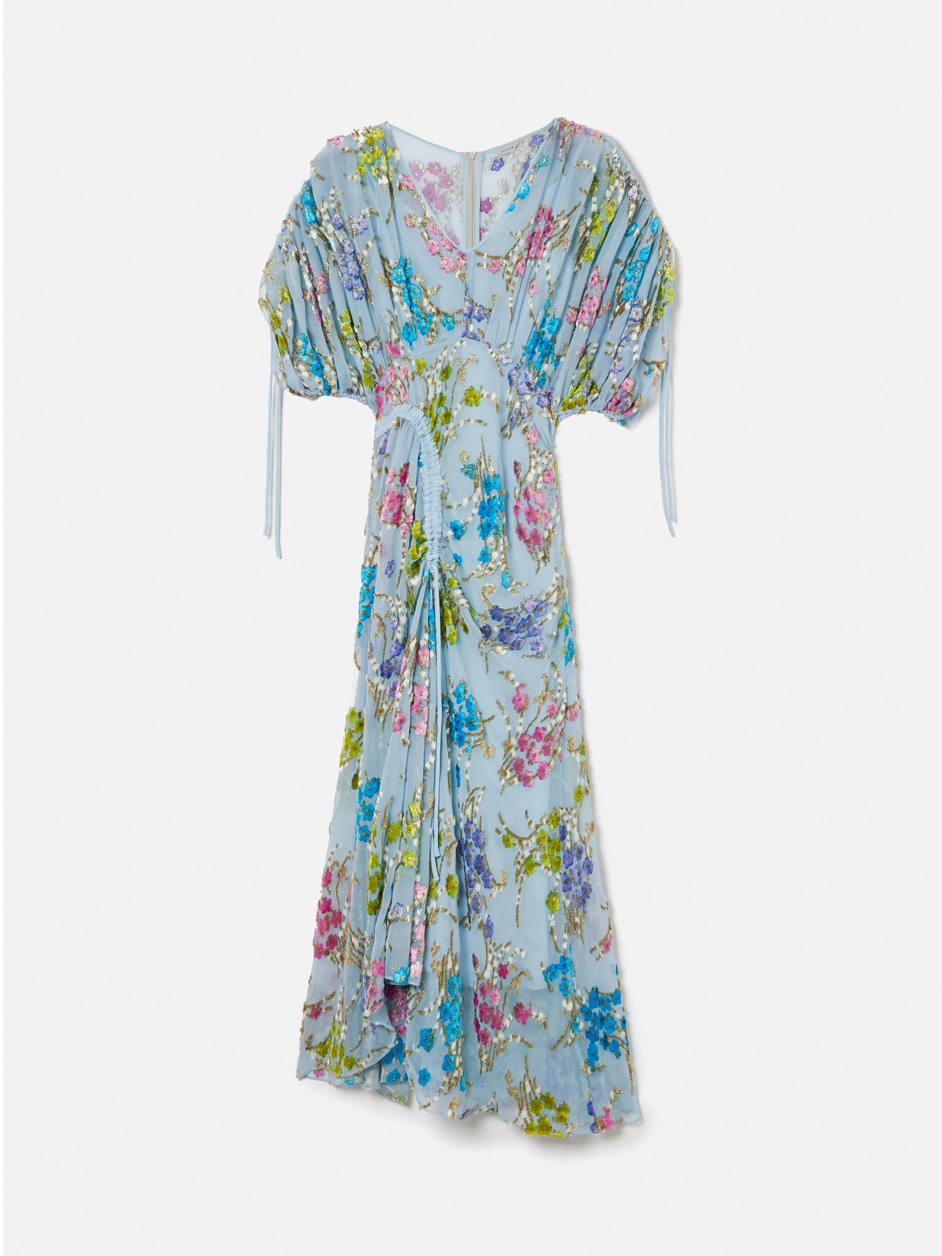 Silk Fil Coupe Metallic Maxi Dress | Blue