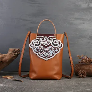 Small Womens Boho Shoulder Bag Brown Tote Bag