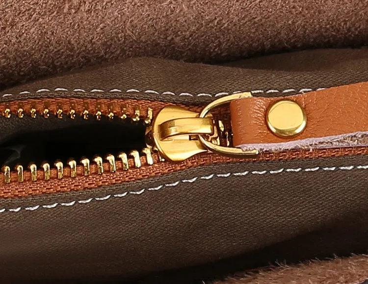 Small Womens Boho Shoulder Bag Brown Tote Bag