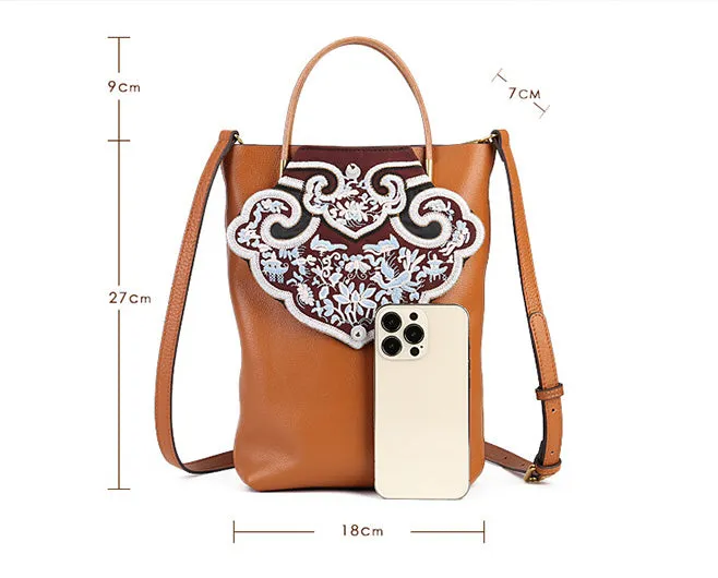 Small Womens Boho Shoulder Bag Brown Tote Bag