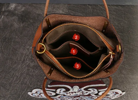 Small Womens Boho Shoulder Bag Brown Tote Bag