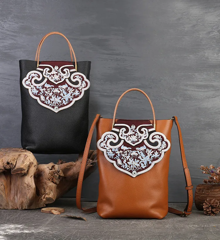 Small Womens Boho Shoulder Bag Brown Tote Bag