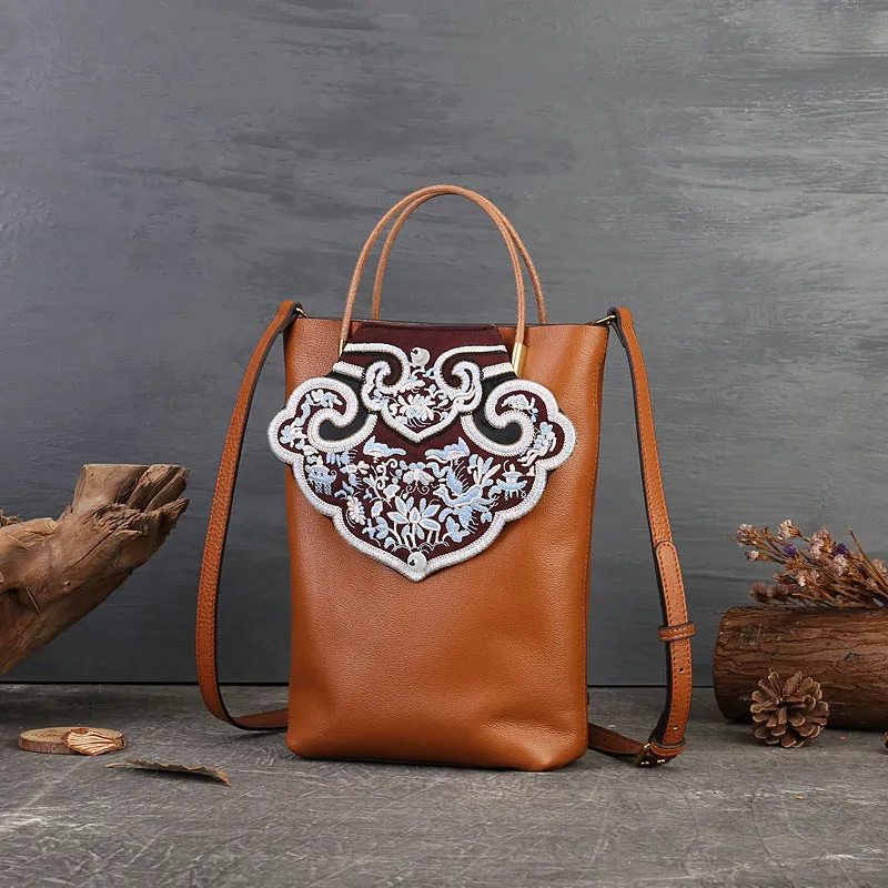Small Womens Boho Shoulder Bag Brown Tote Bag
