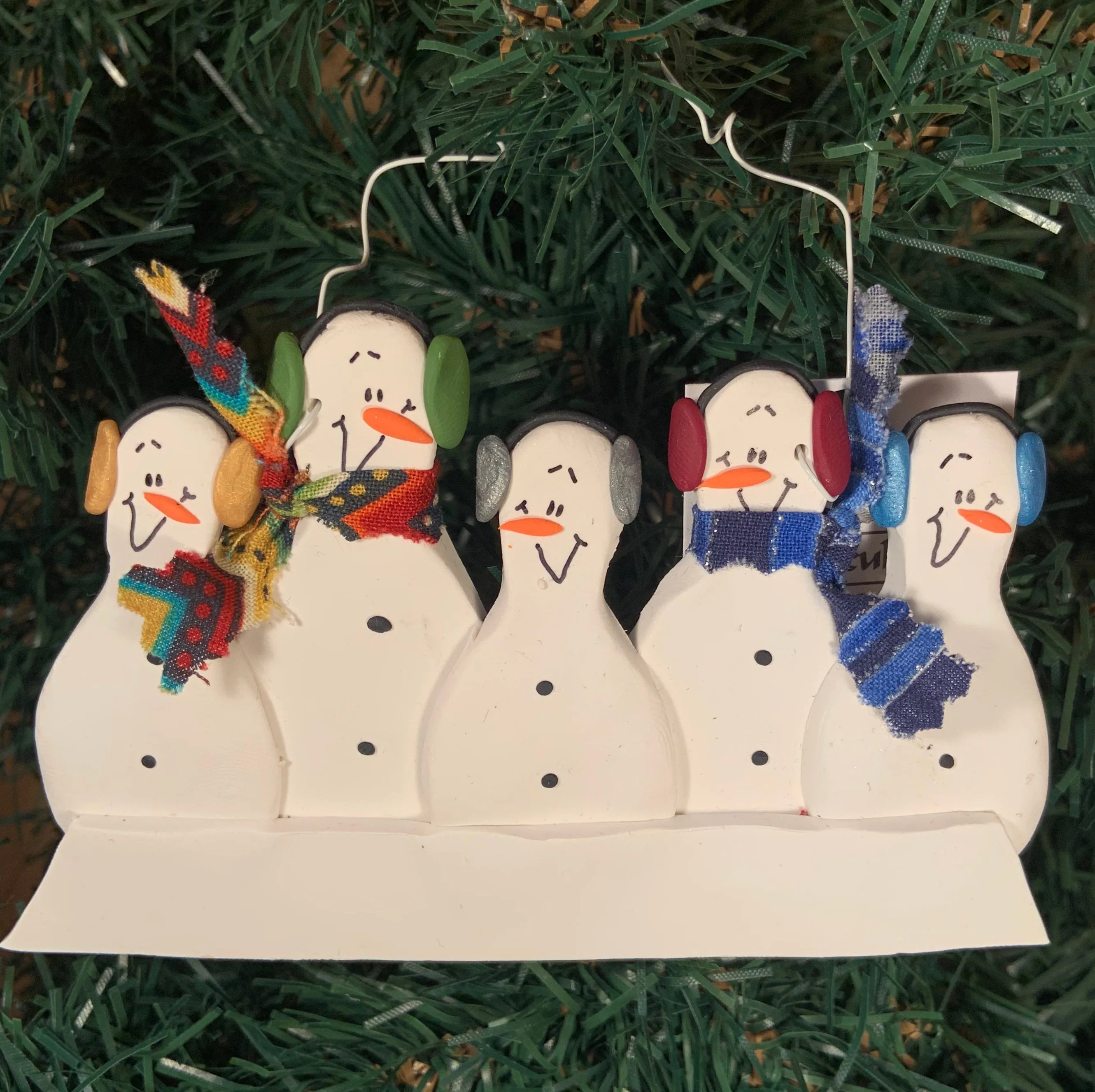 Snowman Family Tree Ornament with 5