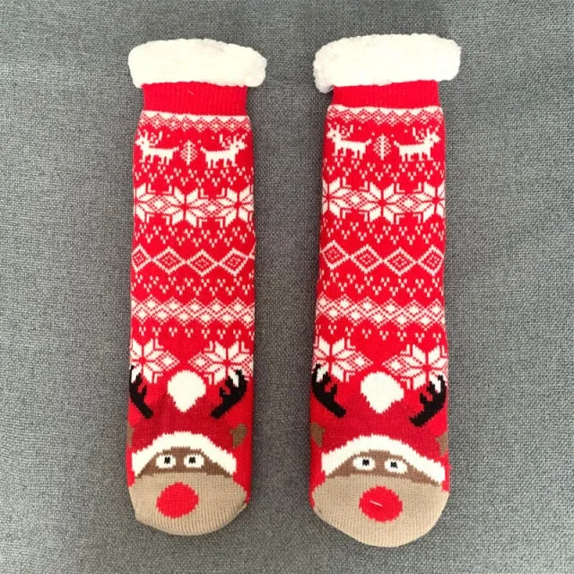 Soft Warm Christmas socks | women's slipper socks with soles | warm socks