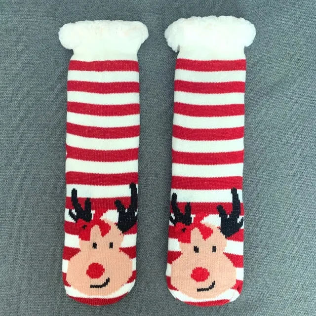 Soft Warm Christmas socks | women's slipper socks with soles | warm socks