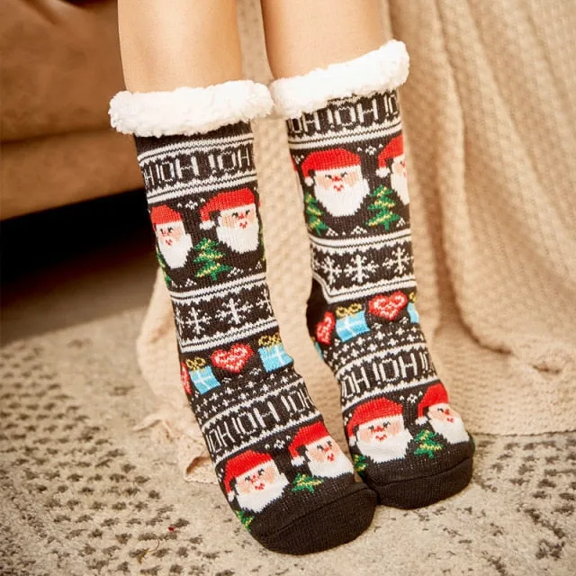 Soft Warm Christmas socks | women's slipper socks with soles | warm socks