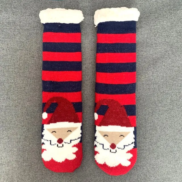 Soft Warm Christmas socks | women's slipper socks with soles | warm socks