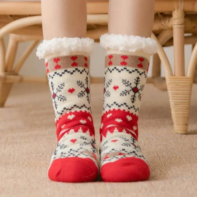 Soft Warm Christmas socks | women's slipper socks with soles | warm socks