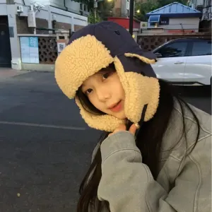 Sohiwoo Unisex Beanies Hats Winter Thicken Warm Pilot Aviator Hats Women Earmuffs Skullies Cap Outdoor Coldproof Ski Ear Protection Caps