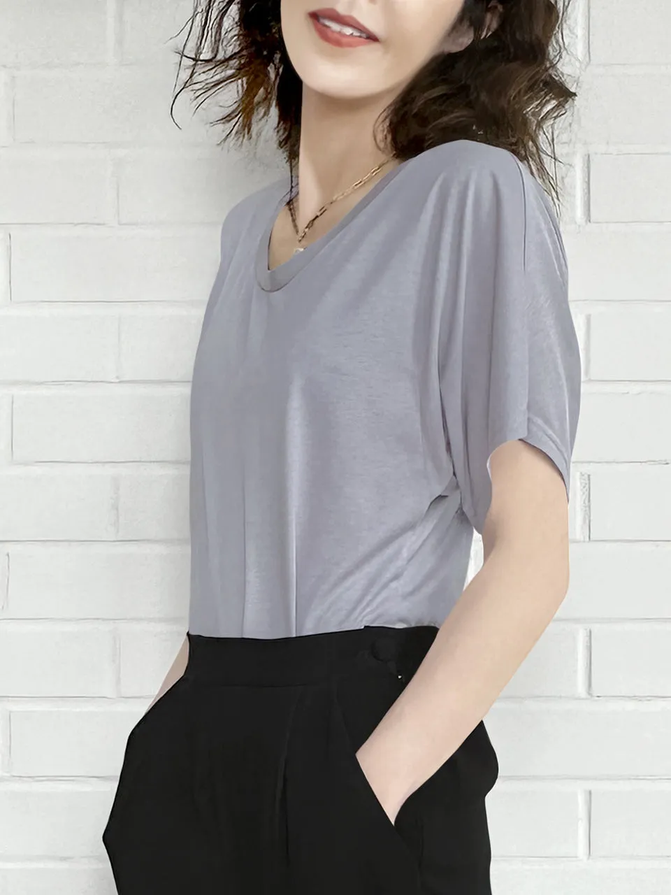 SPECIAL! Dusty Purple Bow Detail Front/ back 2-Way Tee