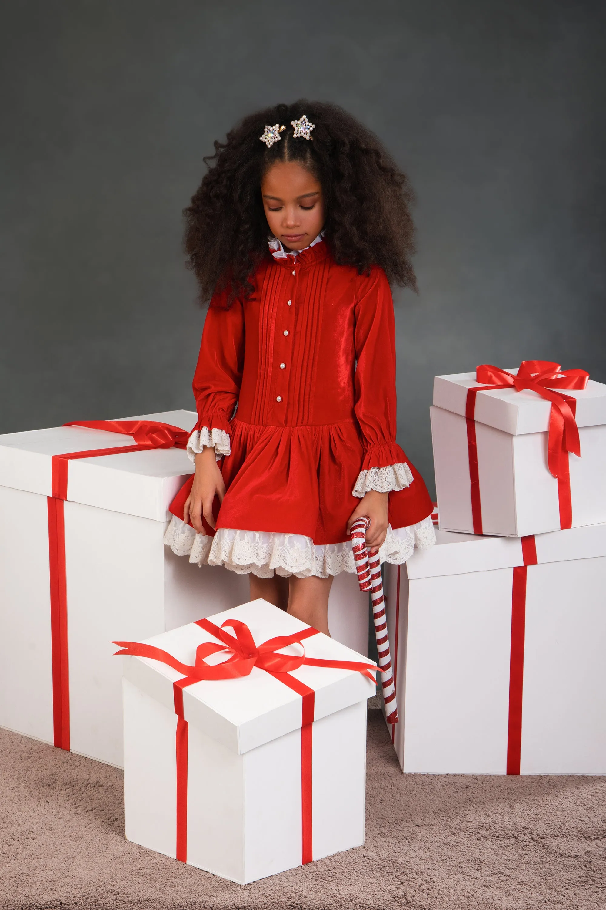 The Lacy Velvet Taylor Dress (Red) (Sale)