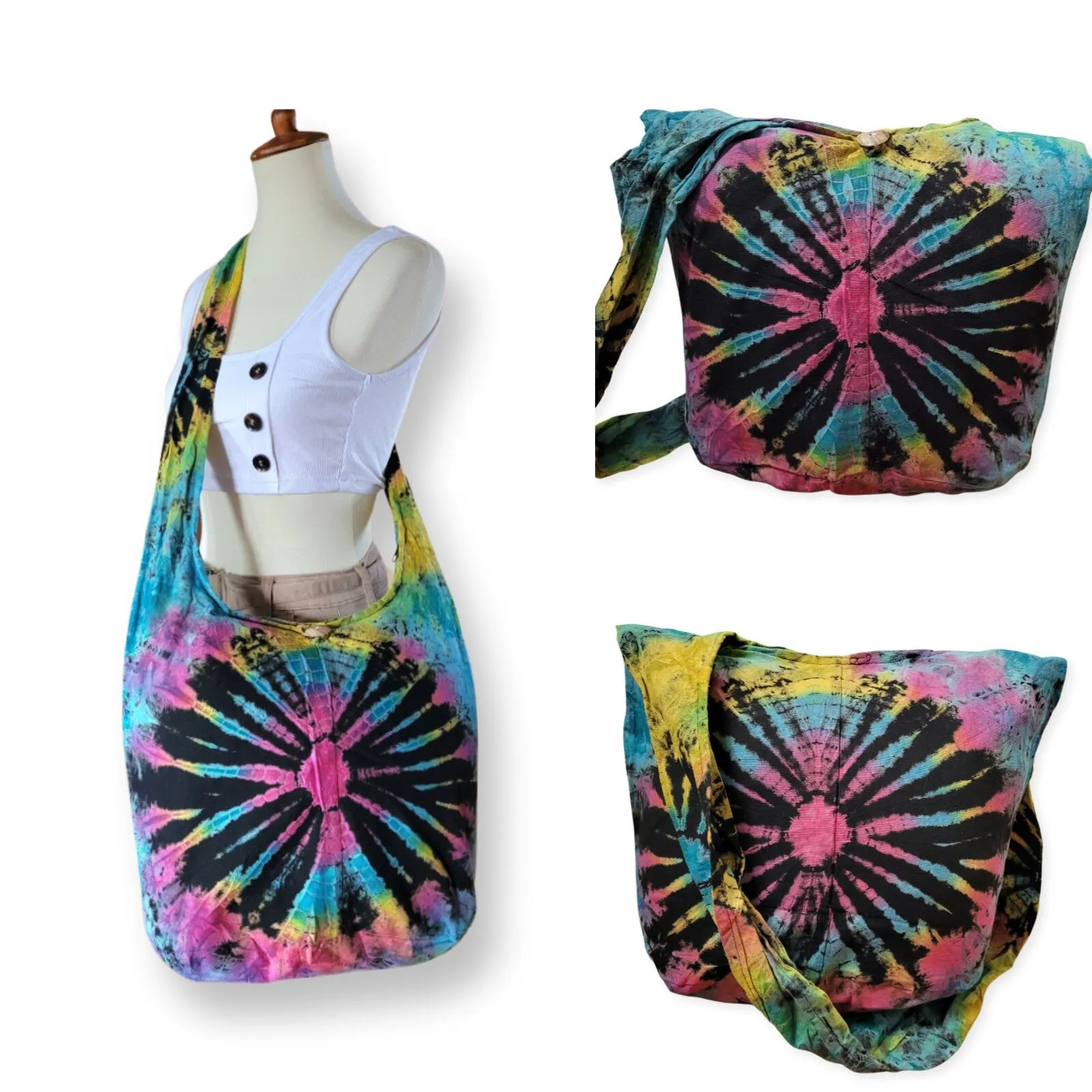 Tie Dye Bags Hobo Crossbody Sling Shoulder bag cotton Messenger Bags Tote Festival