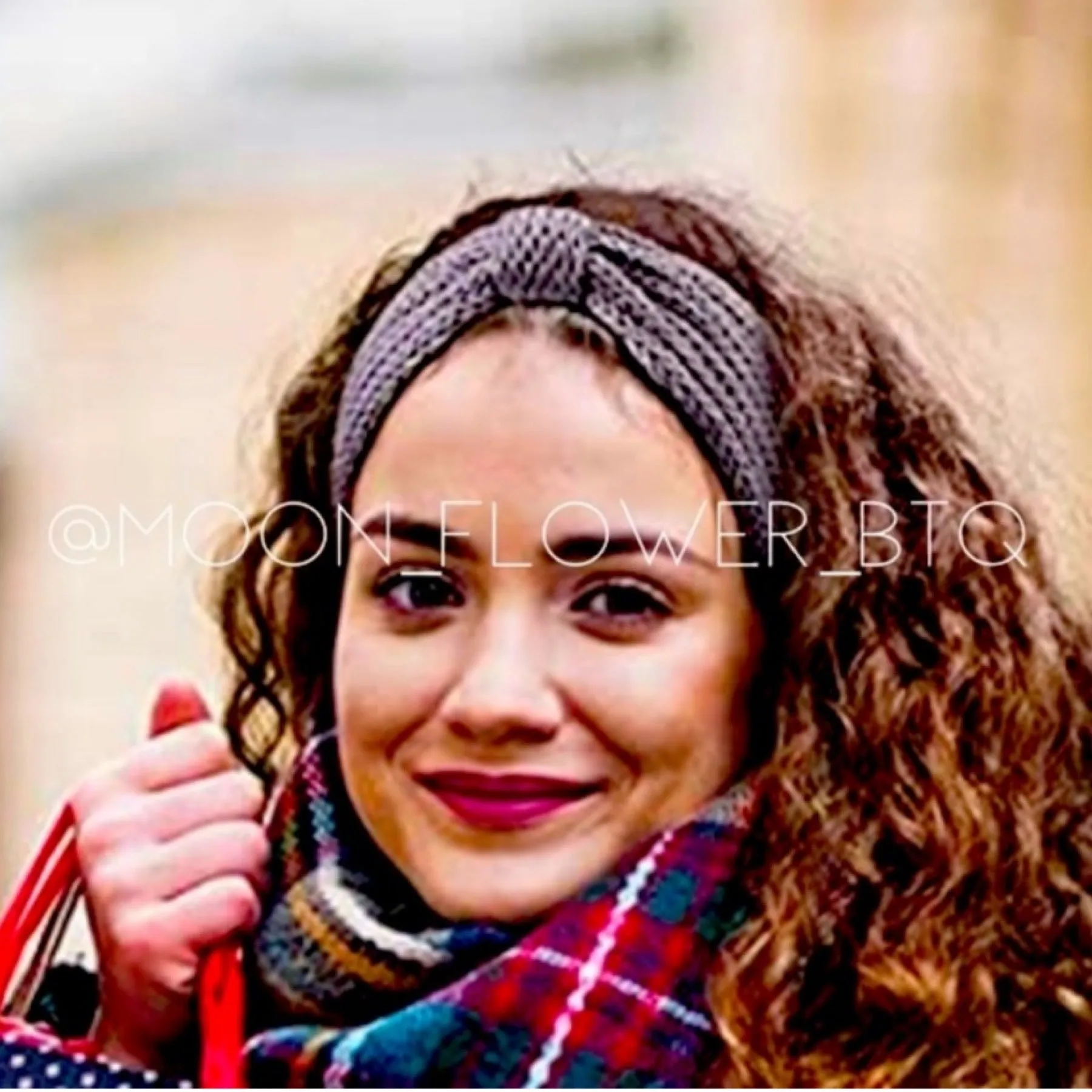 Vegan Knit Bow Headband Ear Warmer Dark Gray