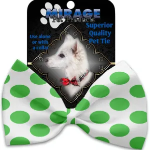 White And Green Dotted Pet Bow Tie