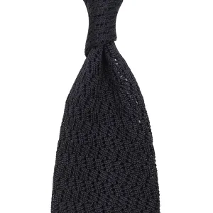 Zigzag Silk Knit Tie - Graphite